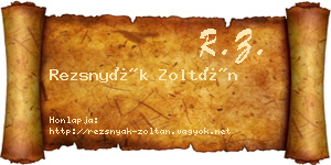 Rezsnyák Zoltán névjegykártya